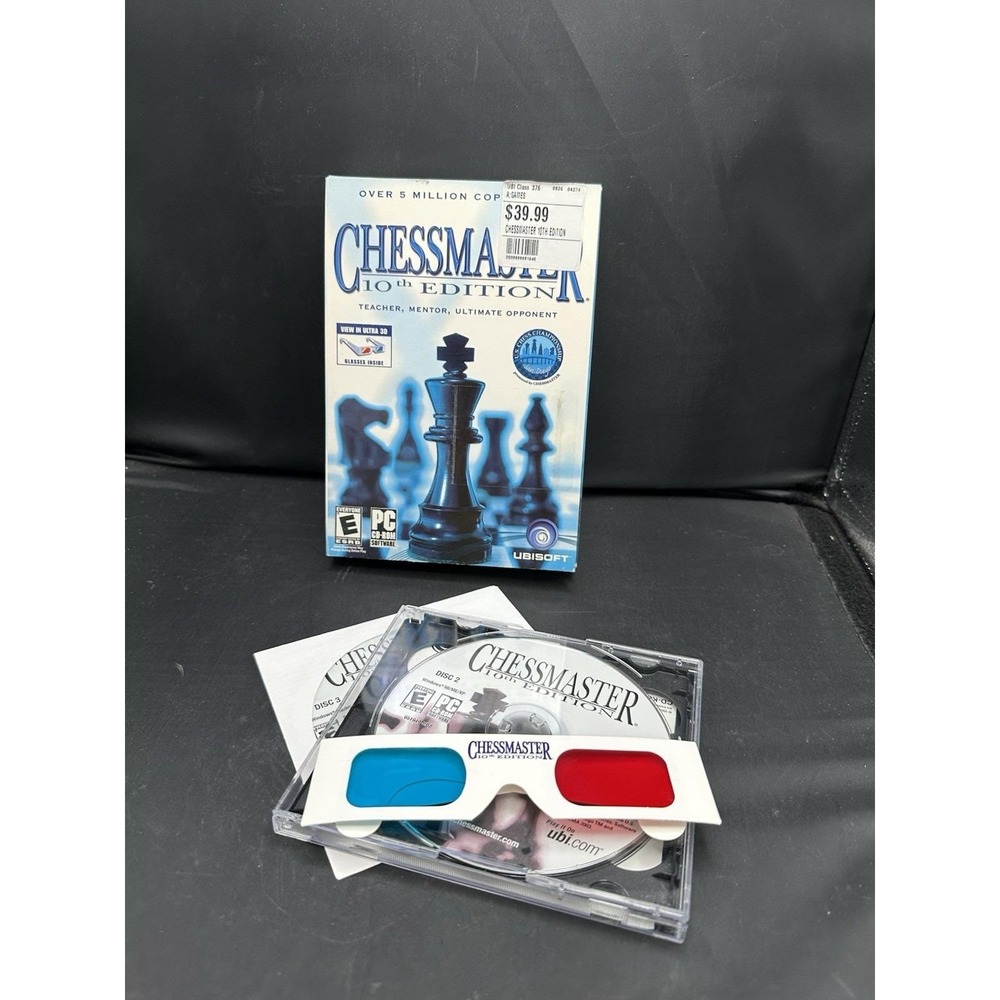Chessmaster 10th Edition 3-Disc PC Game‎ *No Scratches* w/Manual & Glasses